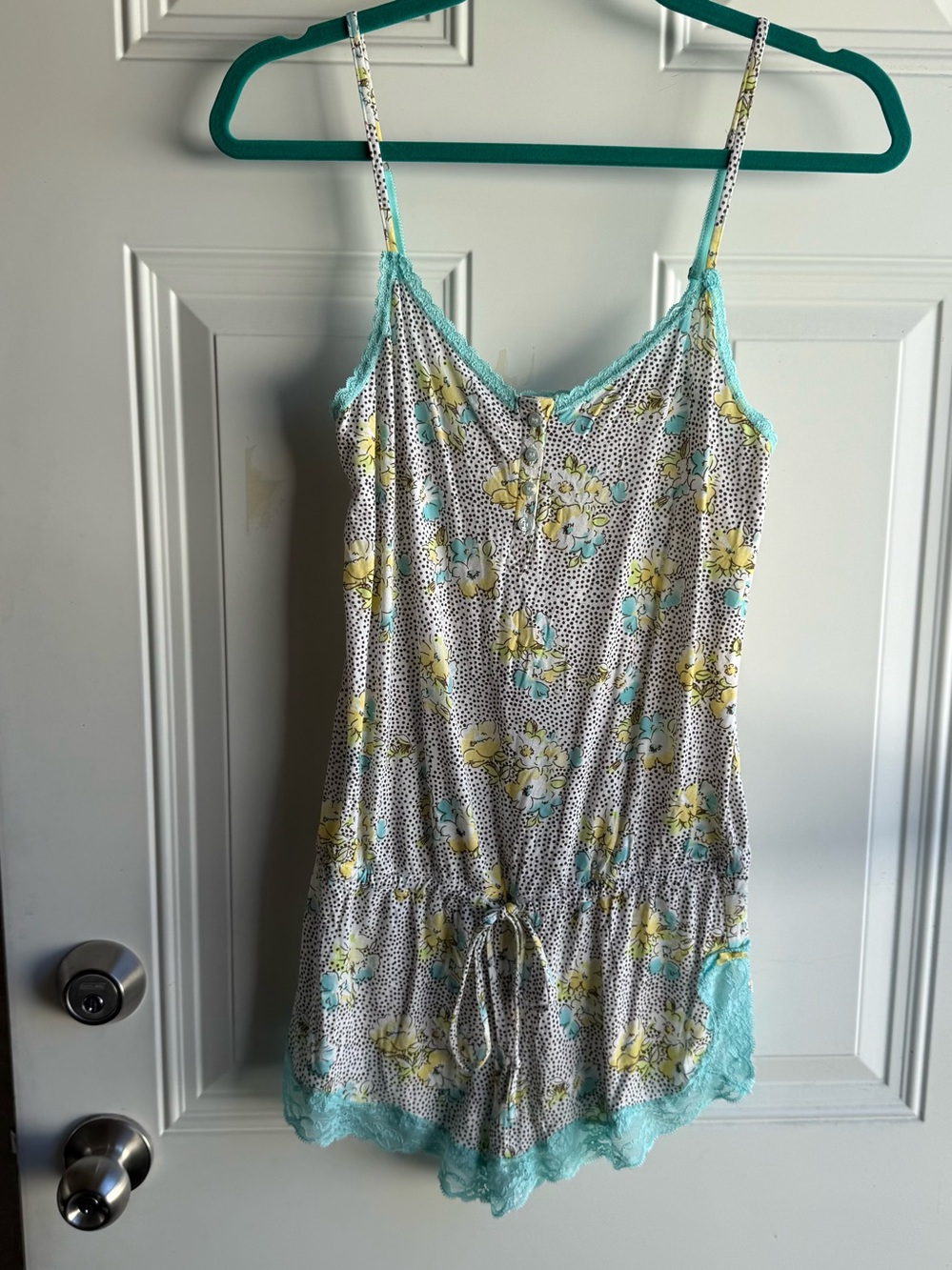 Vintage Victoria's Secret Floral Lace-Trim Sleep Romper size Small